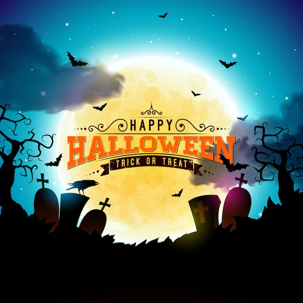 Happy halloween banner illustration