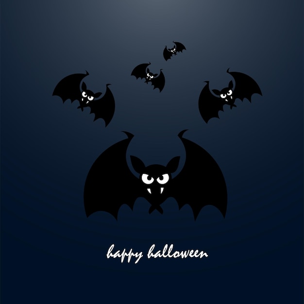 Happy Halloween banner of feestuitnodiging achtergrond met wolken, vleermuizen en pompoenen. Vector