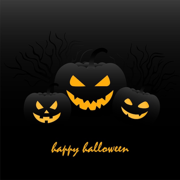 Happy Halloween banner of feestuitnodiging achtergrond met wolken, vleermuizen en pompoenen. Vector