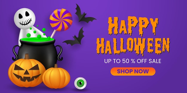 Happy halloween banner template Halloween background