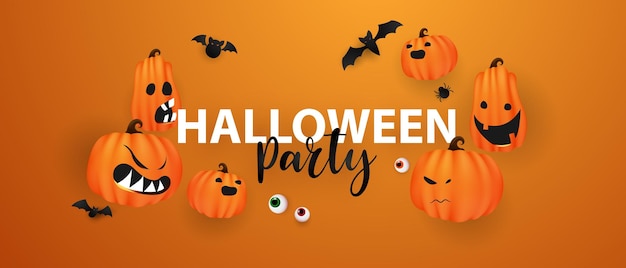 Happy halloween banner vectorillustratie met vleermuizen pompoenen prachtig gerangschikt?