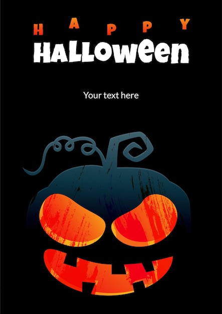 Happy Halloween Banner with Halloween text and spooky pumpkin and copy space. Halloween banner