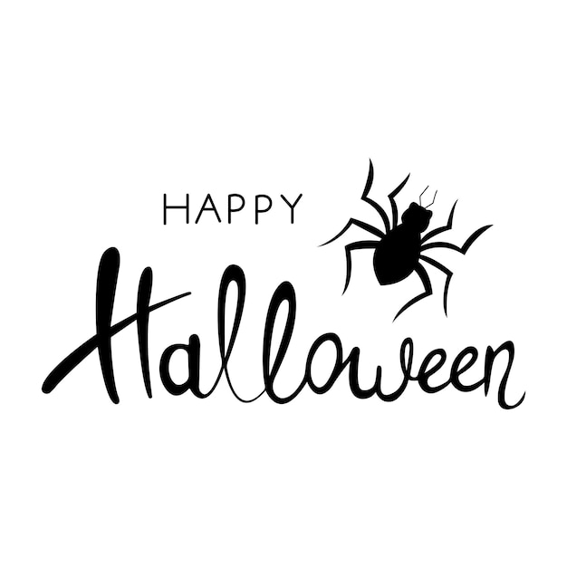 Happy Halloween banner with spider vector. Happy Halloween. Spider vector.