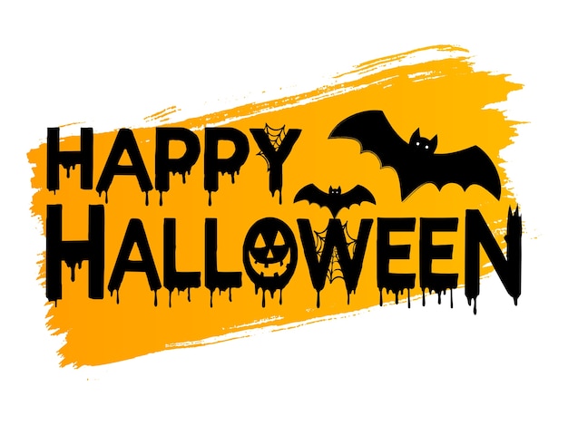 Vector happy halloween banner with watercolor background