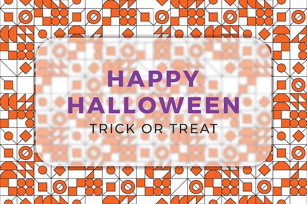 Happy Halloween-bannerontwerplay-out met wazig glaselement en geometrisch patroon