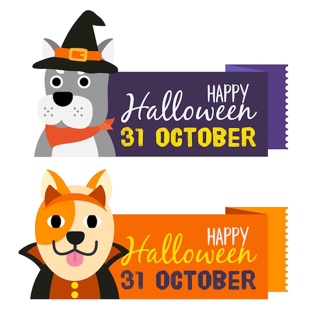  Happy Halloween banners set.