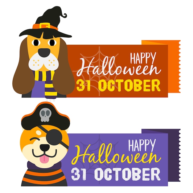  Happy Halloween banners set.