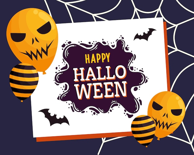 Happy halloween belettering met vleermuizen