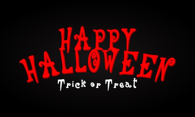 Vector happy halloween belettering op zwarte achtergrond