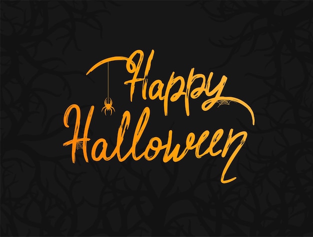 Happy Halloween belettering vakantie kalligrafie met spin en web voor spandoek poster wenskaart feestuitnodiging geïsoleerde illustratie