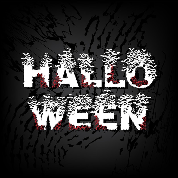 Vector happy halloween belettering vleermuis zwerm letters met rode textuur