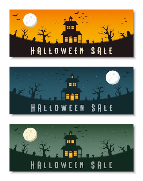 Happy halloween business banner template set