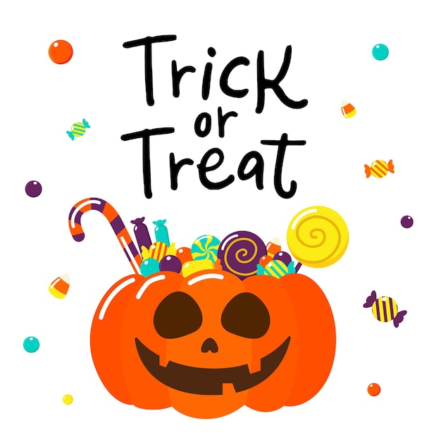 Happy halloween candy basket post vector illustratie