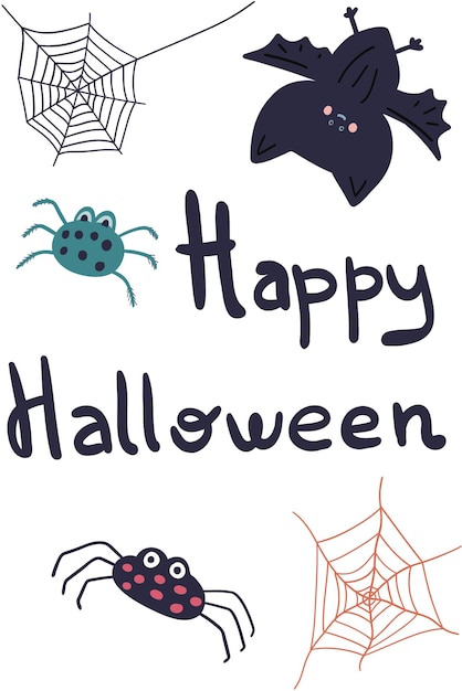 Happy halloween card cute characters