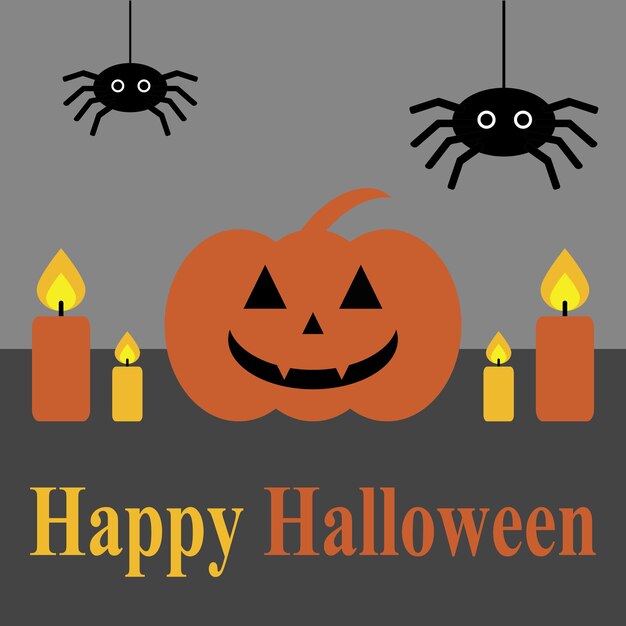 Happy Halloween card with pumpkin vector