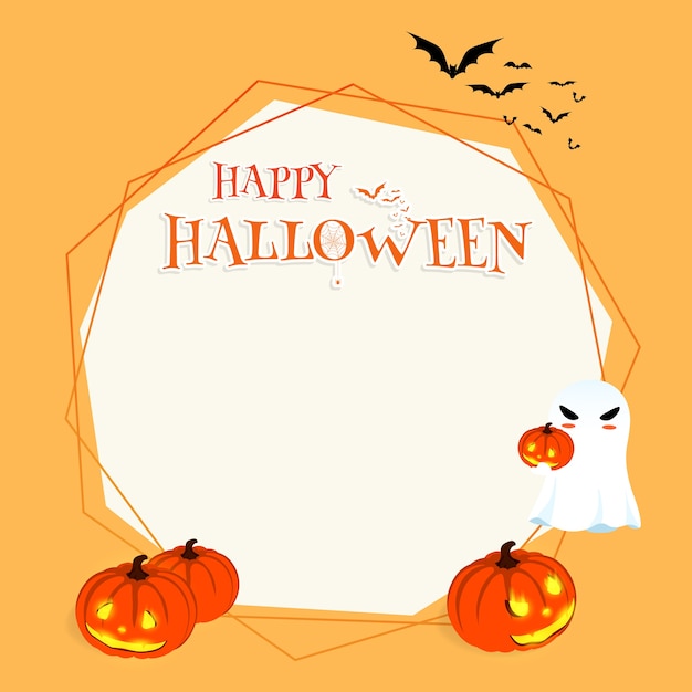 happy halloween cartoon ghost  pumkin background vector  