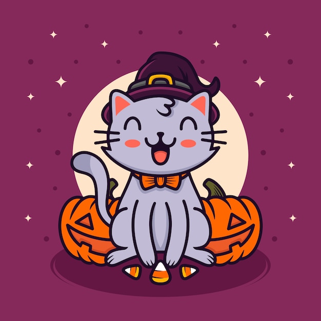 Happy halloween cat illustratie