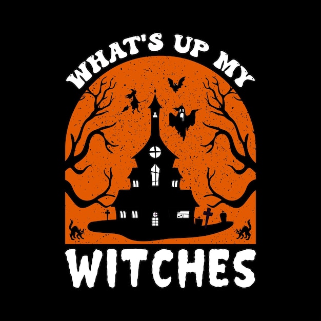 Счастливого Хэллоуина с ночью и страшным замком Счастливый Хэллоуин векторный дизайн футболки