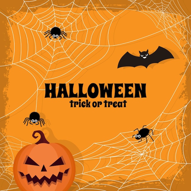 Happy halloween cobweb background theme