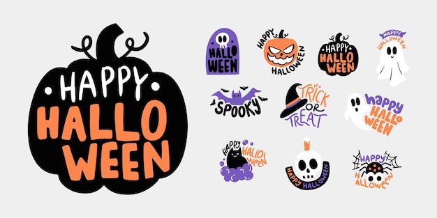 Happy halloween collection decorative icon element vector shape