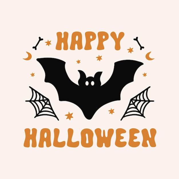 Vector happy halloween colorful lettering illustration. vector print, poster, greeting card