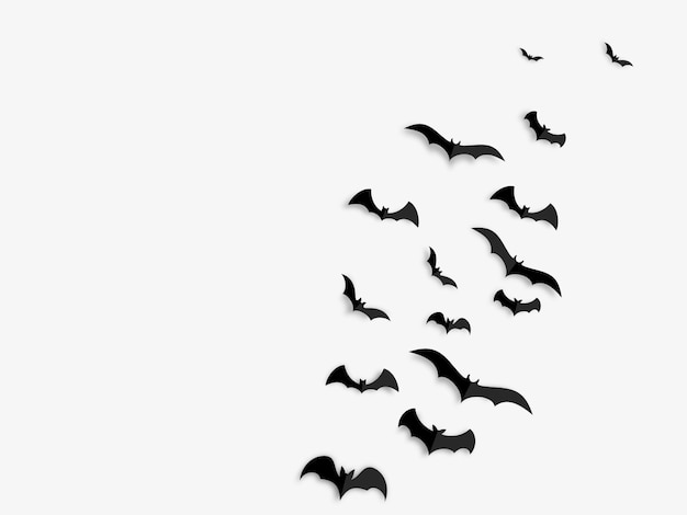 Happy halloween concept. black paper bats