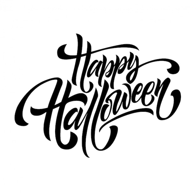 Congratulazioni di halloween felice, iscrizione della scrittura a mano dell'invito isolata