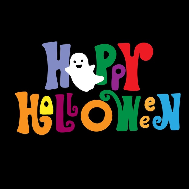 Happy Halloween cute illustration title text