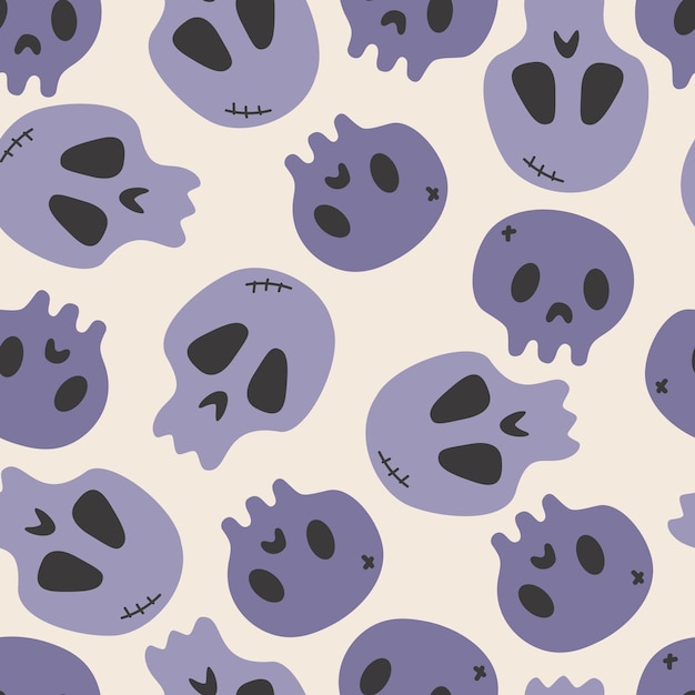 Happy Halloween cute vector seamless pattern skull Creative childish texture in scandinavian style Great for fabric textile Vector Illustration