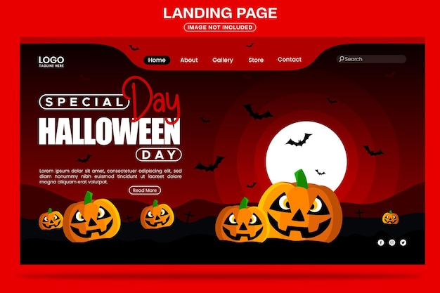 Vector happy halloween dark horror night landing page web banner template design