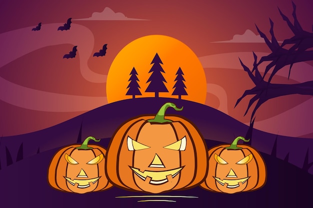 happy halloween day illustration with horror place