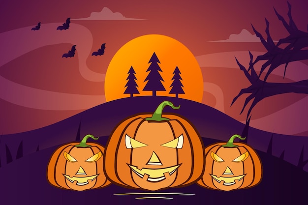 Vector happy halloween day illustration with horror place