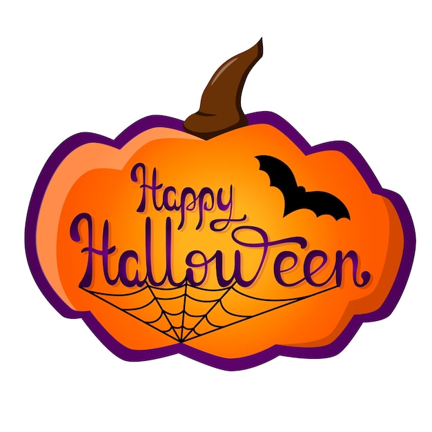 Happy Halloween De inscriptie op de pompoen