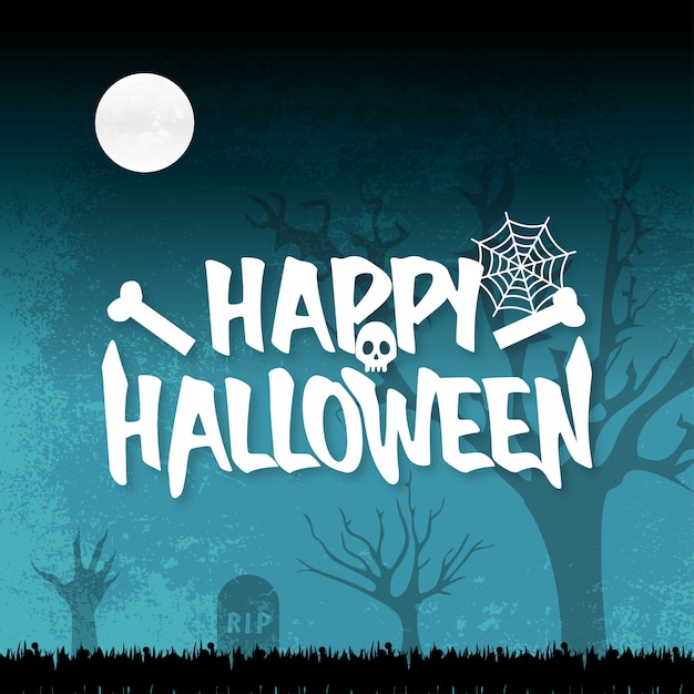 Vector happy halloween design element with typography