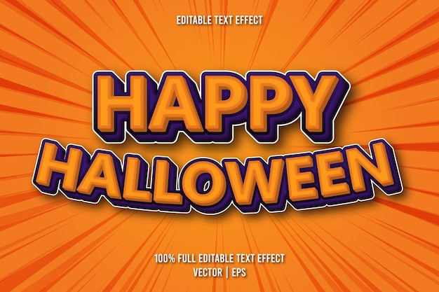 Vector happy halloween editable text effect comic style