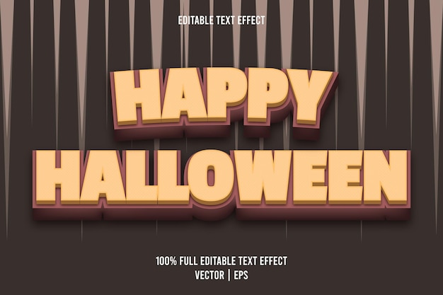 Vettore happy halloween effetto testo modificabile stile retrò colore marrone