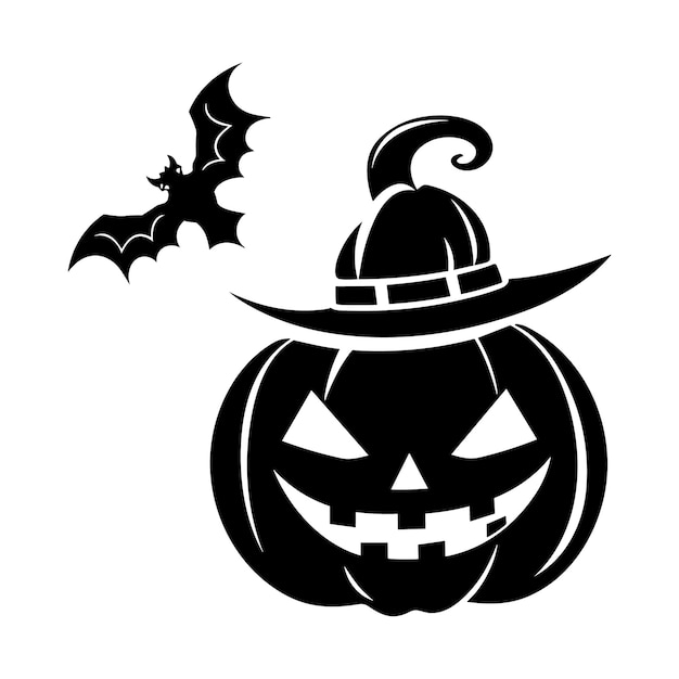 Happy Halloween-elementen in zwart-wit silhouet vectorillustratie