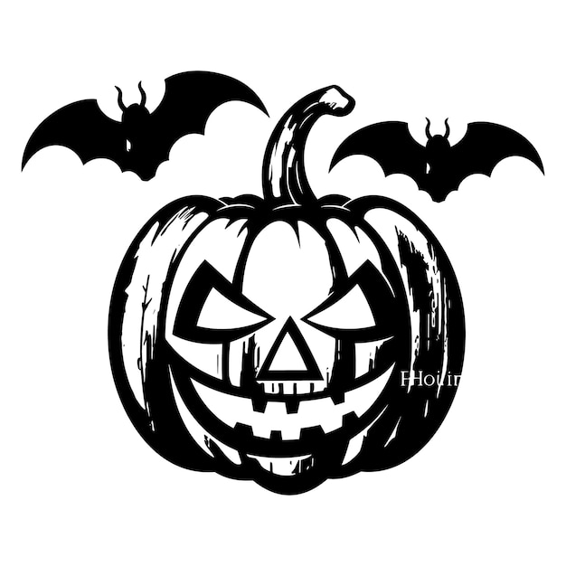 Happy Halloween elements in black and white Silhouette vector illustration