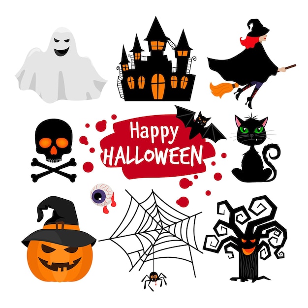 Happy halloween  elements.   halloween scary icons isolated