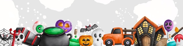 Happy halloween elementi e sfondo chiaro per banner cover halloween holiday partyxdxa