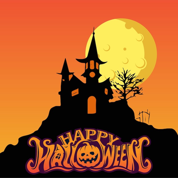 Happy halloween event flat banner vector template halloween template background