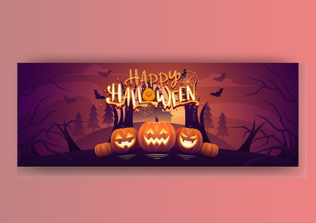 Вектор Счастливый хэллоуин дизайн обложки facebook и шаблон веб-баннера