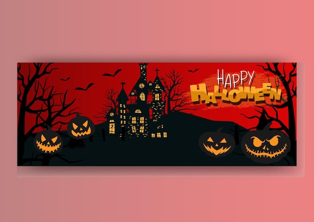 Happy halloween facebook cover design and web banner template