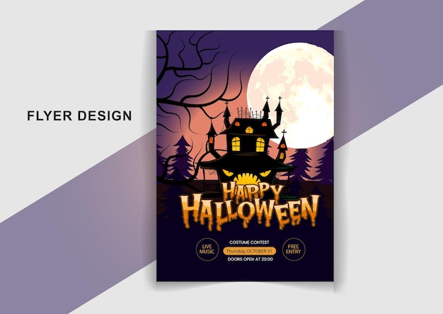 Happy Halloween-feestposters nachtwolken en pompoenen flyerontwerp