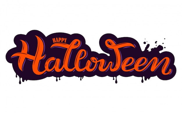 Happy halloween-feestuitnodiging. Hand getekende letters