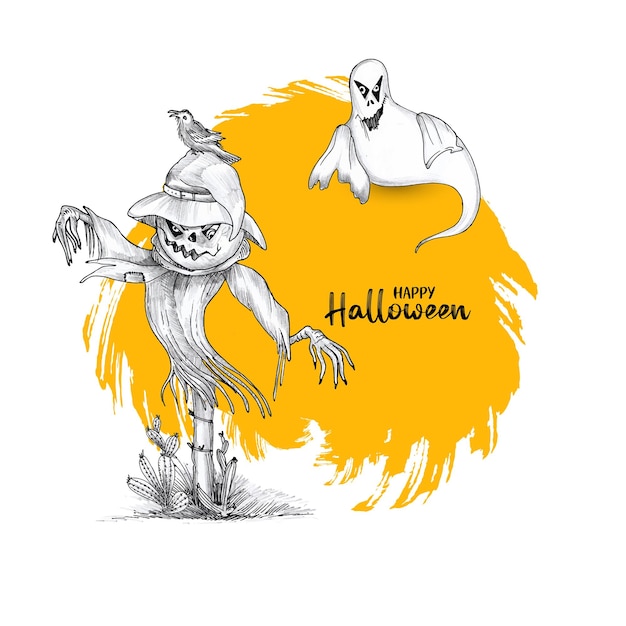 Vettore disegno di sfondo horror raccapricciante del festival di halloween felice