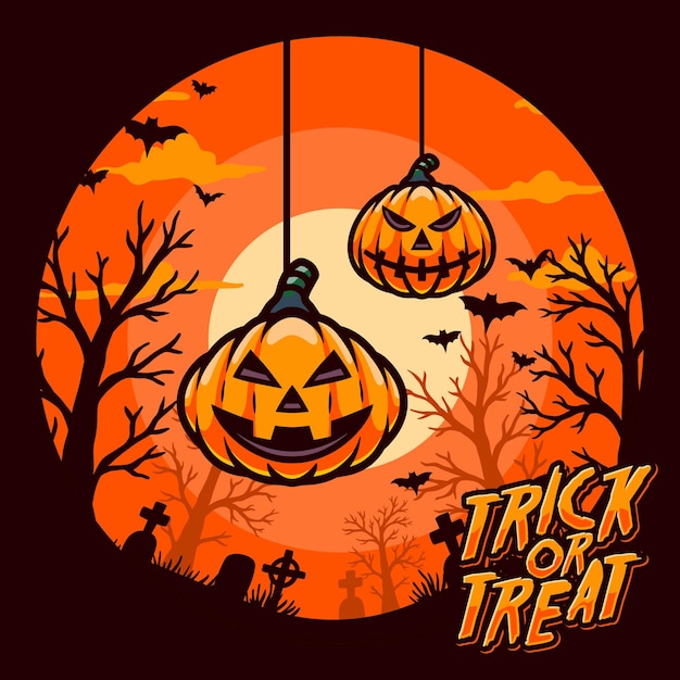 Vettore felice halloween design piatto sfondo