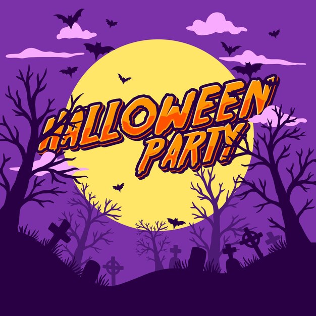 Happy halloween flat design background