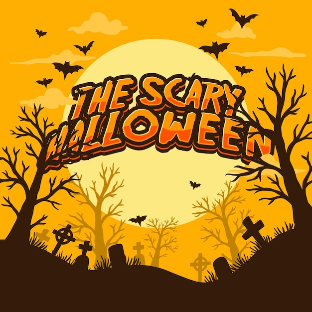 幸せなハロウィーンのフラットなデザインの背景