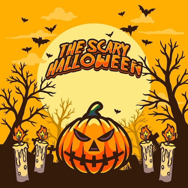 Happy halloween flat design background